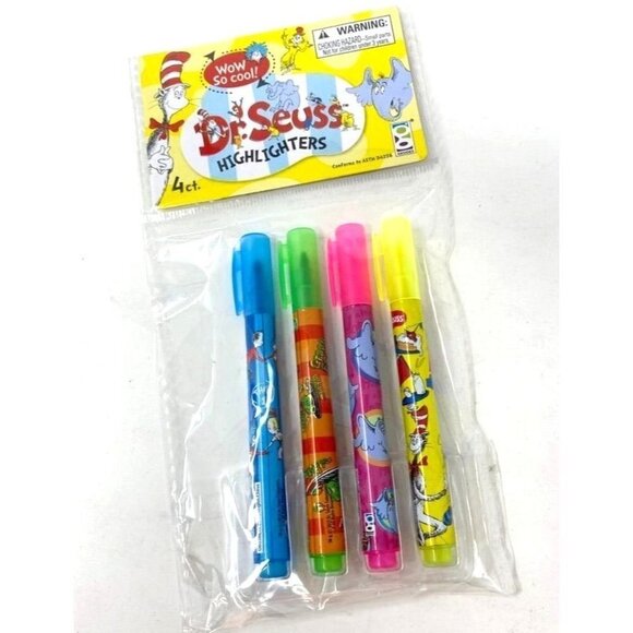 Dr. Seuss 4 Count Mini Highlighters School Supplies Paper Crafts - Picture 1 of 3